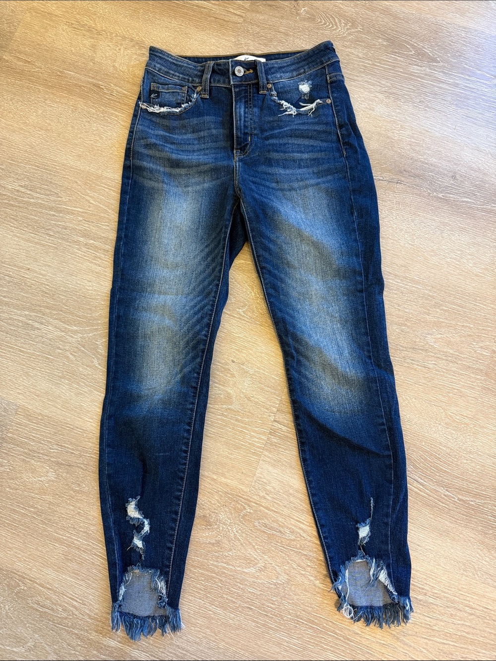 Dark Blue Distressed Women's Jeans